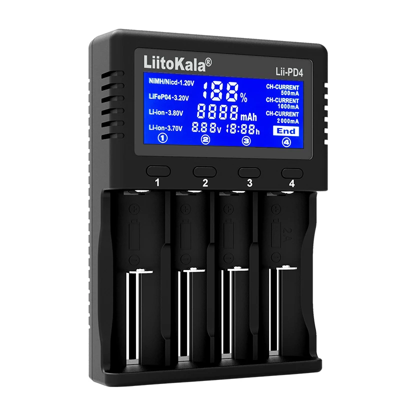 Liitokala Lii-PD4 LCD 3.7V Charging 18650 18350 18500 16340 2170010440 14500 26650 1.2V AA AAA NiMH Battery Charger Liitokala Lii-PD4 LCD 3.7V Charging 18650 18350 18500 16340 2170010440 14500 26650 1.2V AA AAA NiMH Battery Charger