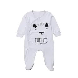 Симпатичные новорожденных для маленьких мальчиков девочек папа, мама комбинезон с принтом Sleepsuit Детские комбинезоны Теплая зимняя одежда