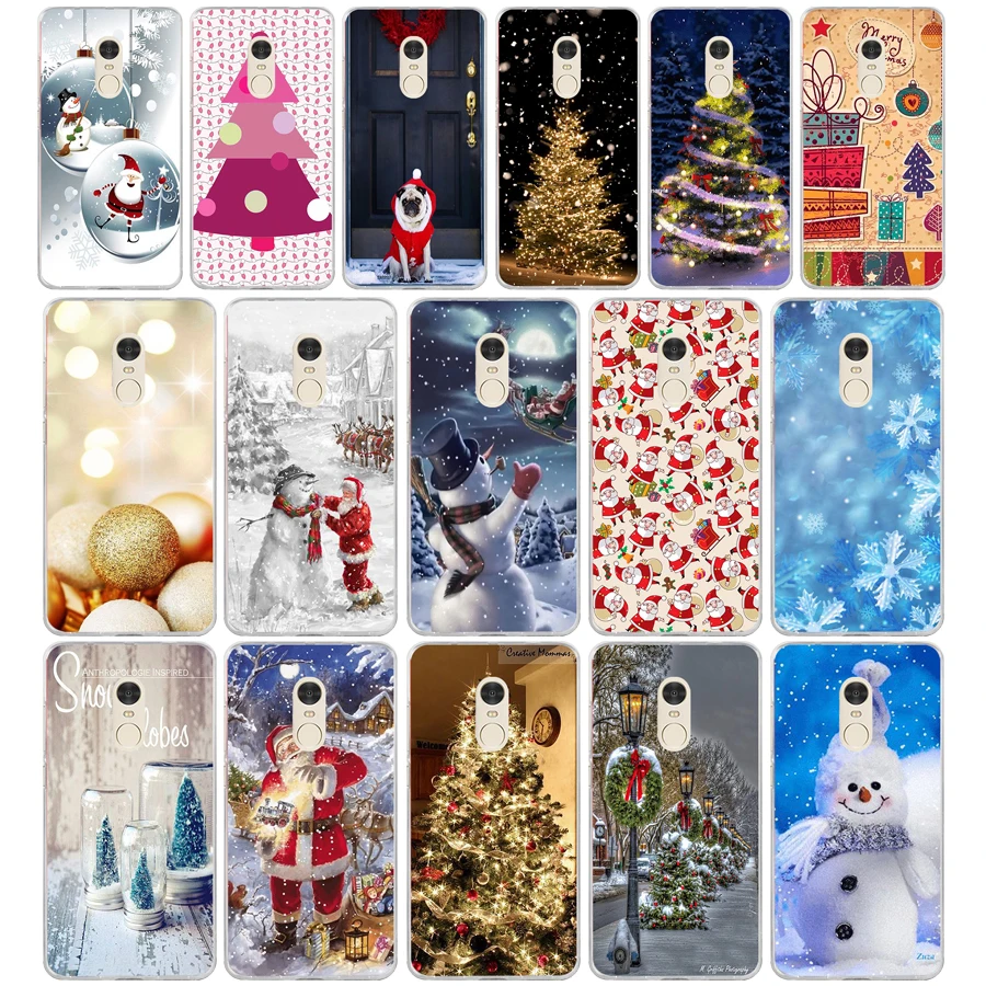 

happy New Year merry Christmas Tree Snow Flakes For Xiaomi redmi note 4 4x Case Fundas redmi note 4 4x Cover Soft Silicone TPU