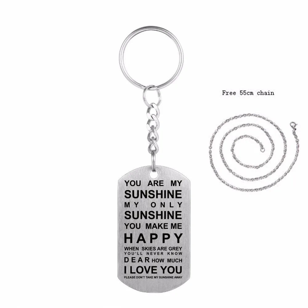 You Are My Sunshine Only Make Me Happy I Love брелок в армейском стиле собачья бирка подвеска мужское