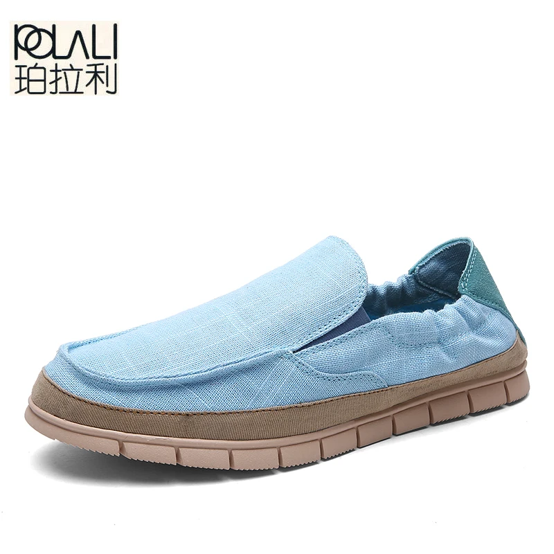 Chaussures Mode Espadrilles D'été pu Toile Appartements Mocassins bleu Ciel Sur Respirants Zapatos Décontractées Polali Slip Hommes Hombre Beige De EpwIqwxYf