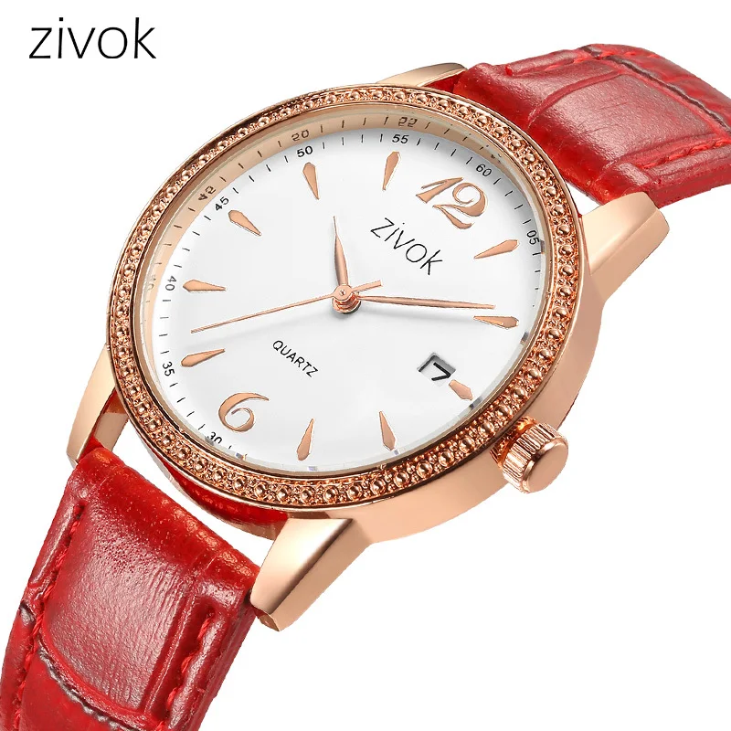 

zivok Fashion Wrist Women Watches Relogio Feminino Red Leather Ladies Lovers Watch Women Clock Hour Time Reloj Mujer Kol Saati