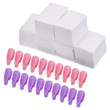 20 шт Прочный многоразовый лак для ногтей Замачивание от удаления средство для снятия маникюра клип крышка+ 200 шт Очистка хлопковые подушечки для стирания Маникюрный Инструмент