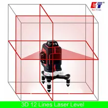 KaiTian 3D Лазерный Уровень 650nm 12 Строк Крест Уровне с Косой Чертой функции и Самовыравнивающийся Открытый 360 Поворотный Красный Лазерный Луч Инструменты