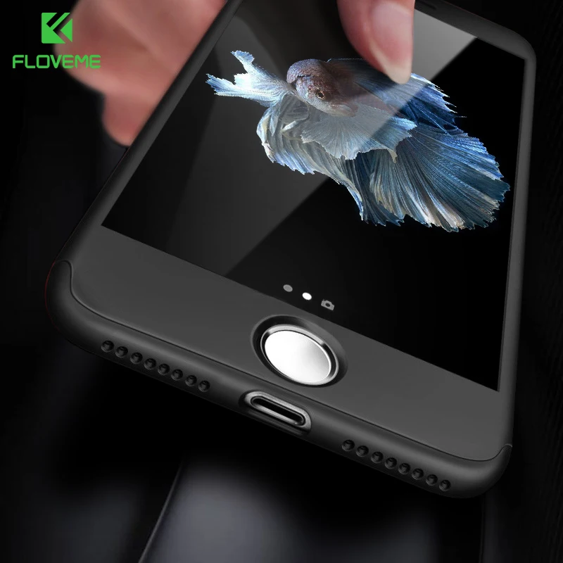 NEWEST COOL Floveme 360 Защитный чехол для iPhone X 10 For 6 S 7 8 Plus 5 5S SE Чехлы закаленное Стекло Iphone