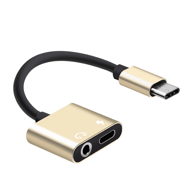 Usb type C штекер 3,5 мм разъем для наушников кабель-адаптер AUX аудио для Xiaomi Mi 6 huawei P20 mate 20 Pro type-C адаптер для быстрой зарядки - Цвет: Gold
