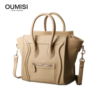 

Oumisi Hot! 2017 Luxury Brand Designer Classic Nano Solid Color Smiley Cross Body Tote Women Bag, Smile Face Purse lady bag CS