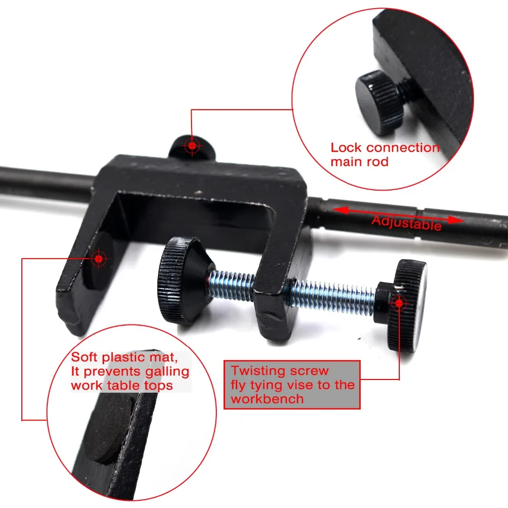 MNFT 1 шт. матовый черный железный поворотный c-зажим для завязывания мушек тиски для завязывания мух для рыбалки начинающих путешественников инструмент для ловли нахлыстом