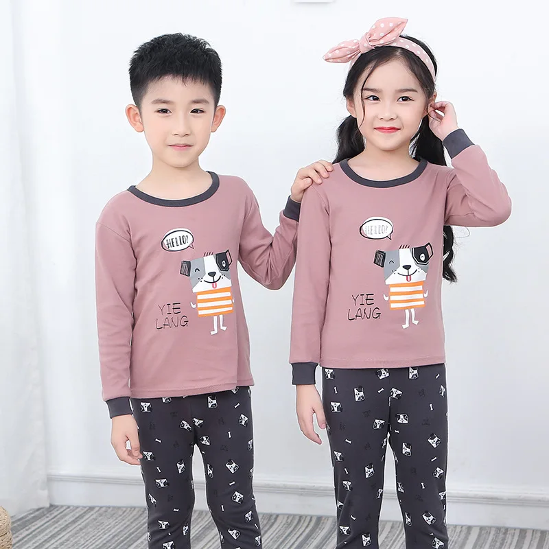 Зимний детский пижамный комплект с героями мультфильмов, штаны с длинными рукавами + футболки, одежда для сна, одежда для маленьких девочек
