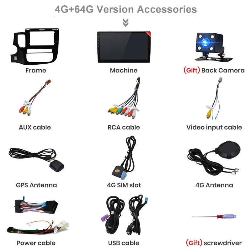 Excellent AWESAFE 2Din Android 8.1 4+64G CarPlay GPS Radio Audio Multimedia Player For Mitsubishi Outlander 3 2012 2014 2018 2 Din no DVD 5