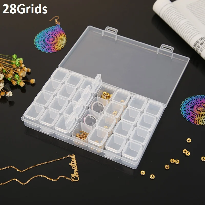 28grids B 4/28/56 сетки 5D DIY алмазная живопись дрель коробка ювелирных изделий Стразы Вышивка с украшением в виде кристаллов бисера, органайзер, хранилище, сумочка, Чехол Контейнер - Цвет: 28grids B