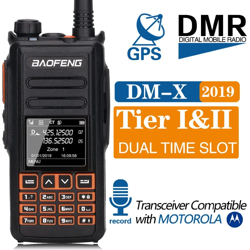 

Baofeng DM-X Digital Walkie Talkie GPS Record Tier 1&2 Dual Band Dual Time Slot DMR Digital/Analog Upgrade DM-1801 DM-1701 1702