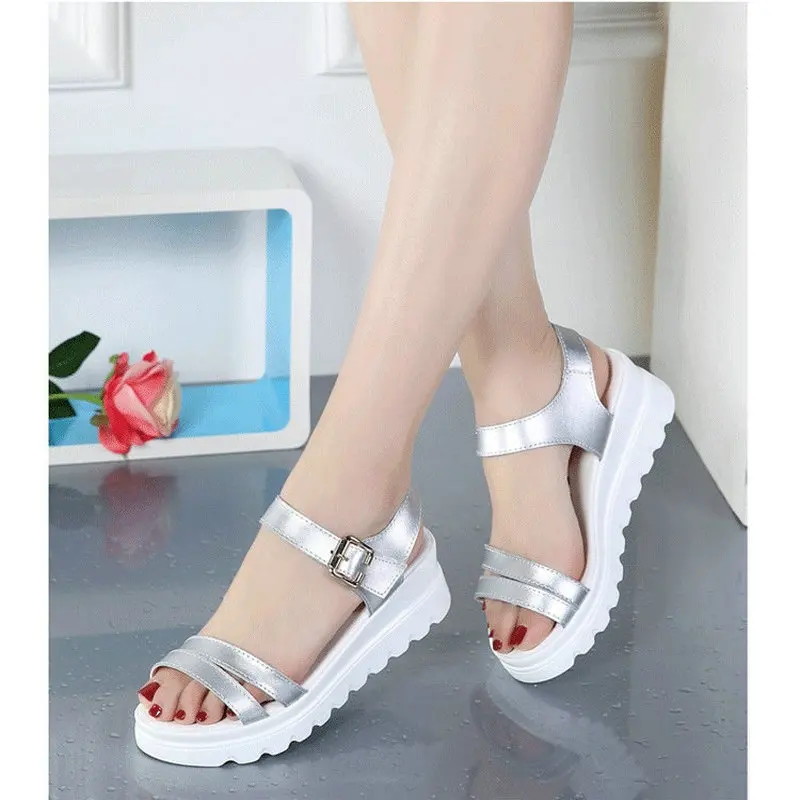 

Woman Sandals 2019 Summer Fashion Fish mouth Thick bottom Shoes Woman Breathable Open Toe Wedges Female Footwear BB-71