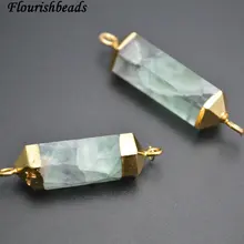 Две петли Природный Флюорит цилиндр кулон в форме камня два ювелирные изделия с петлями коннекторы для бижутерии