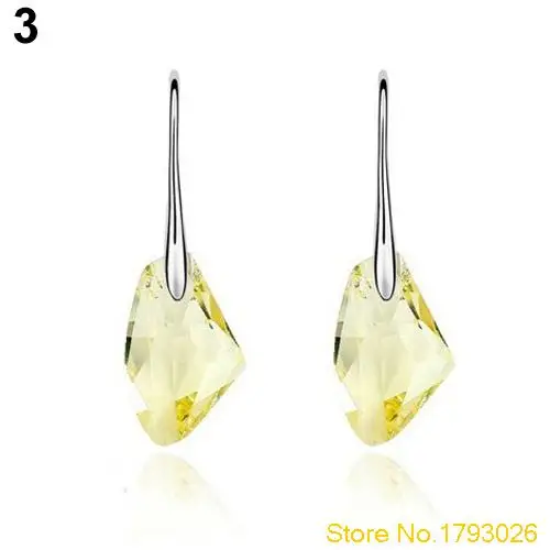 

Women's Irregular Cut Aqua Dangles Drops Delicate Crystal Hook Earrings 4TY3
