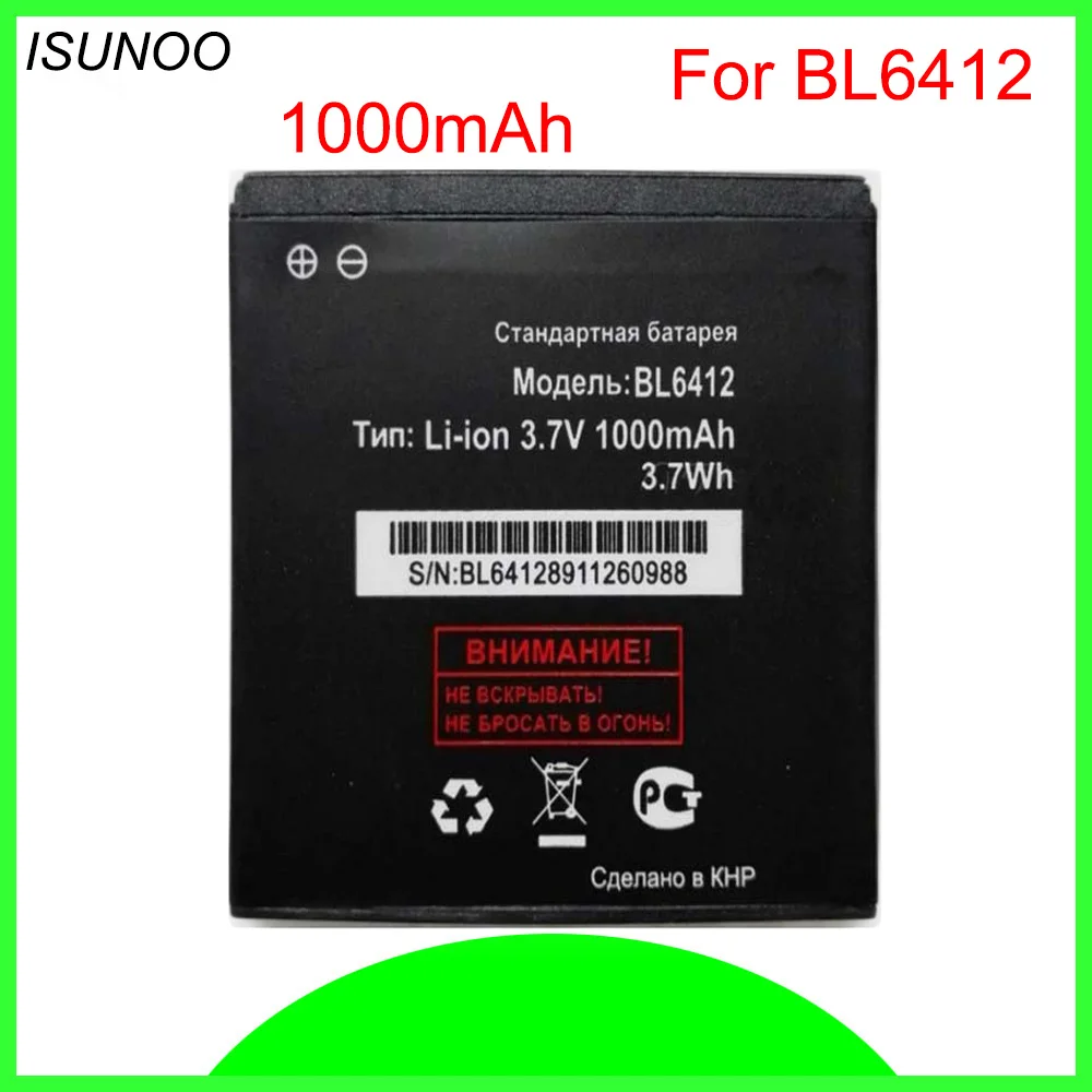 

ISUNOO High Quality 1000mAh BL6412 Battery For Fly IQ434 IQ 434 era nano 5 Accumulator BL 6412