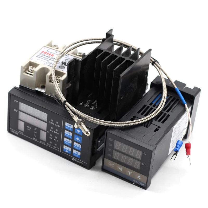 

REX-C100 Digital PID Temperature Controller Thermostat SSR + Max.40A SSR + K Probe + Heat Sink + PC410 For BGA Rework Station