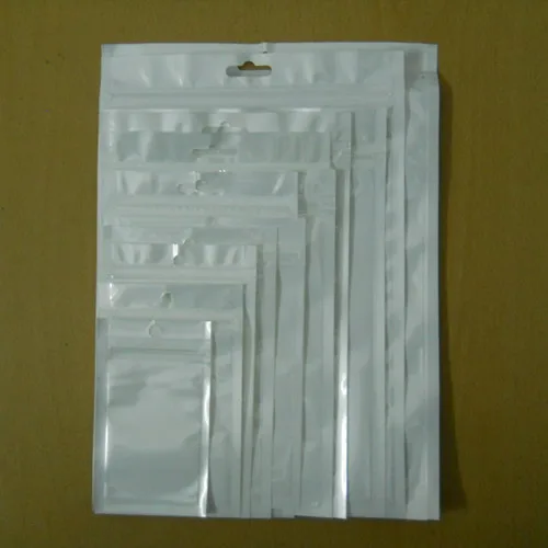 

Sample Set! White Zip Lock Plastic Bags Front Clear Retail Packaging Storage Pack Poly Bag Zipper Pouch Packages with Hang Hole