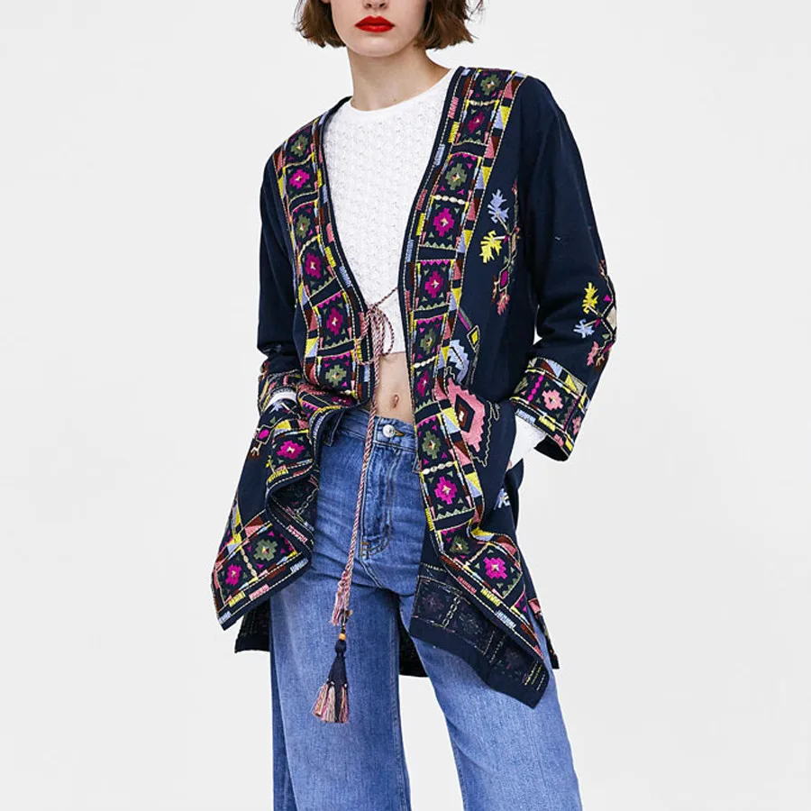 Long boho jacket 2019 autumn ethnic wilsonagirardj long sleeve jacket navy Long boho jacket 2019 autumn ethnic wilsonagirardj long sleeve jacket navy