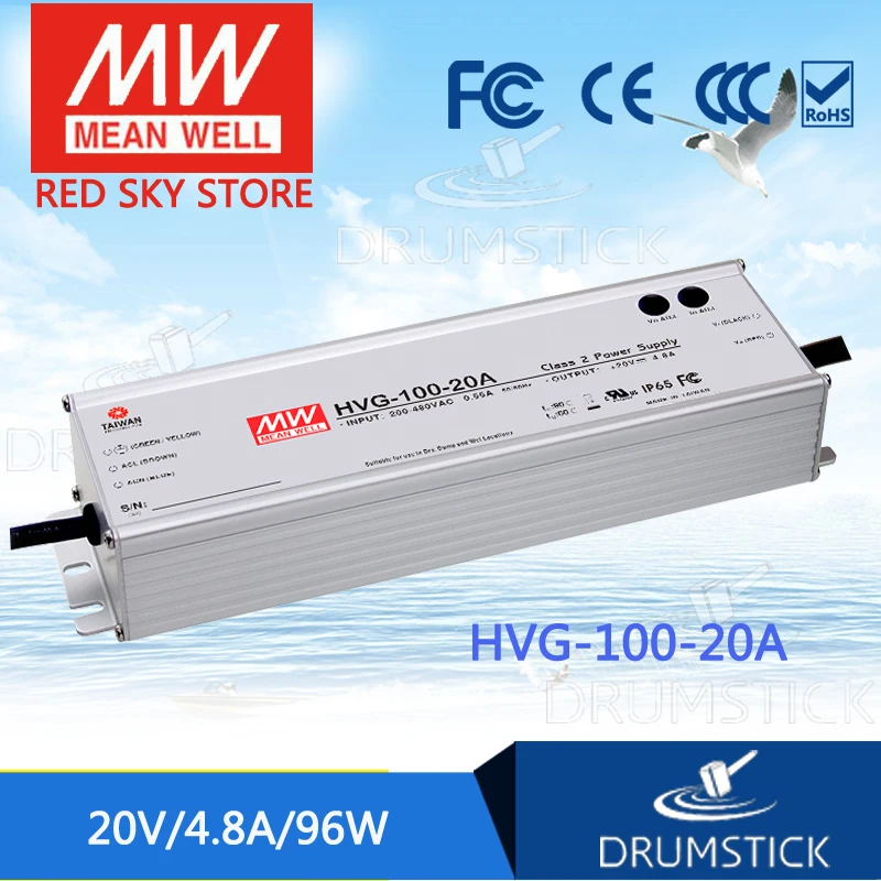 

MEAN WELL HVG-100-20A 20V 4.8A meanwell HVG-100 20V 96W Single Output LED Driver Power Supply A type