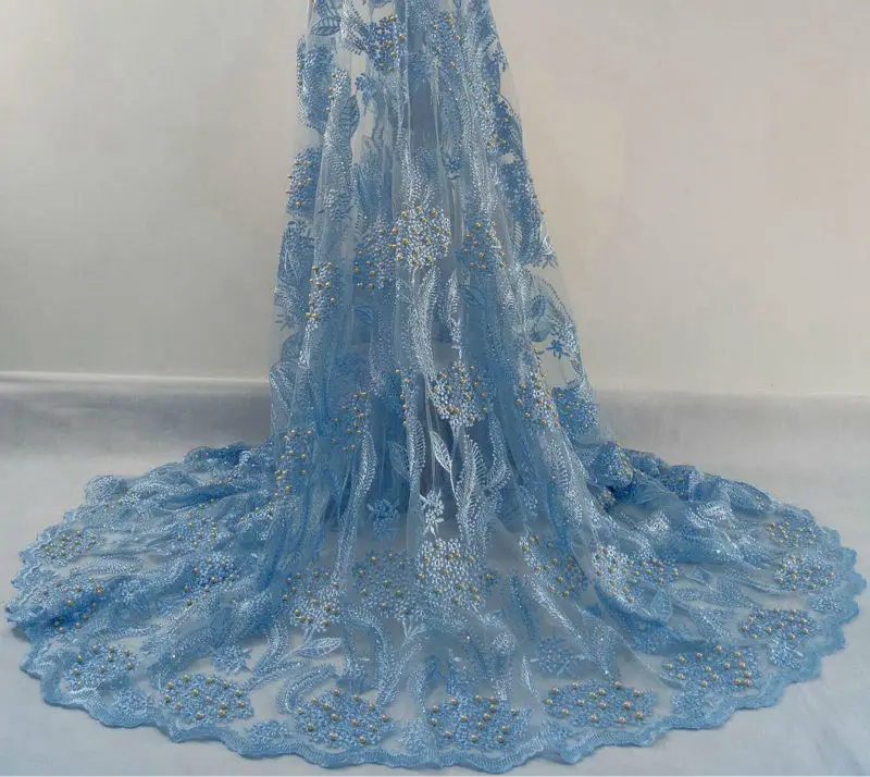 women lace fabric sky blue