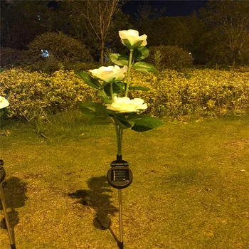 

3LED Solar Emulation Camellia Light Outdoor Waterproof Solar Powered Light Yard Path Way Garden Decoration Flower Lamp