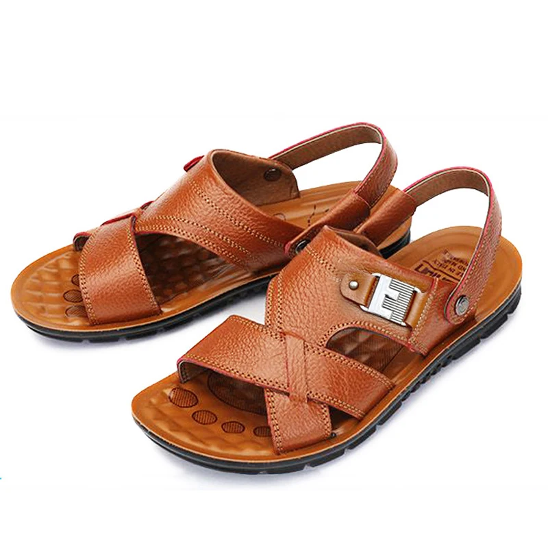 Man Sandals Leather Shoes Summer Men's Slippers Beach Casual Breathable Home Slippers Men Croc Shoes Flip-Flops Zapatos 789