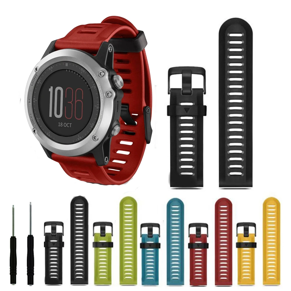 

Silicone 26mm Watchband Wriststrap For Garmin Fenix 5X/5X Plus 3 /3 HR Smart Watch Wrist Replacement Band With tools