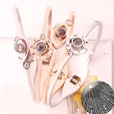 

2019 New Listing Bracelet Rose Gold 100 Languages I Love You Fashion Charm Ladies Bracelet Valentine's Day Gift Direct Wholesale