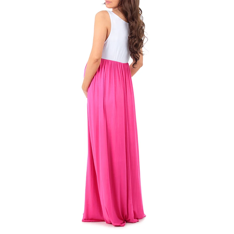 MATERNITY MAXI DRESS LONG DRESS AS1775 rose red 003