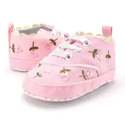 Новое поступление, парусиновая обувь для малышей, мягкая подошва с цветочной вышивкой, кроссовки для маленьких мальчиков и девочек, обувь