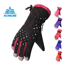 AONIJIE, зимние женские лыжные перчатки, водонепроницаемые мужские лыжные перчатки, уличные зимние перчатки, ветрозащитные перчатки для сноуборда, дышащие