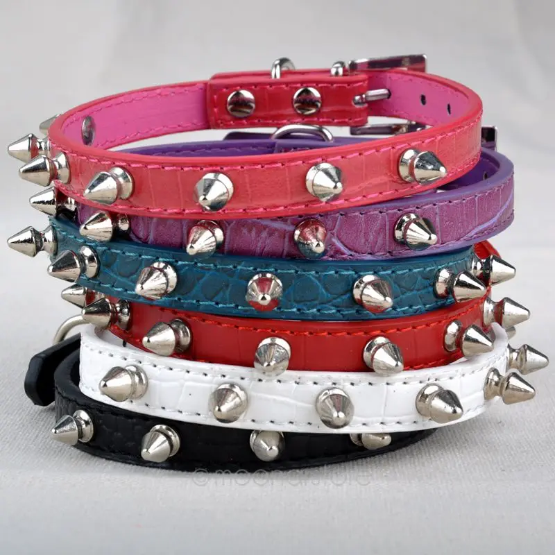 Brand New Adjustable Leather Neck Strap Buckle Rivet Studded Spiked Studded Collar Dog Puppy Pet Collar Wholesale