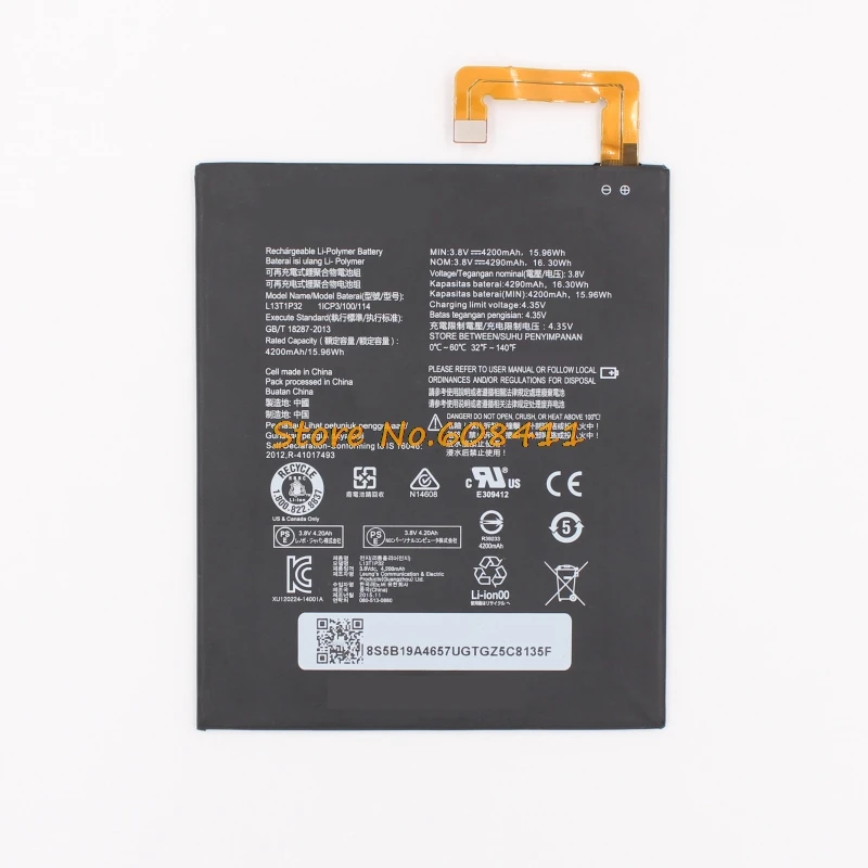 

VK 3.8V 4290mAh 16.3Wh L13D1P32/L13T1P32 Battery Replacement For Lenovo Tab2 A5500 A8-50F A8-50LC S8-50F S8-50LC Batteries