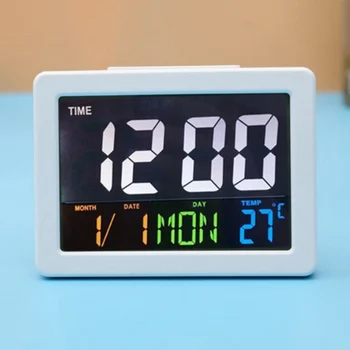 

Colorful Large Digital Display Students Alarm Clock Display Date LED Electronic Desk Clock with Indoor Temperature Home Decor