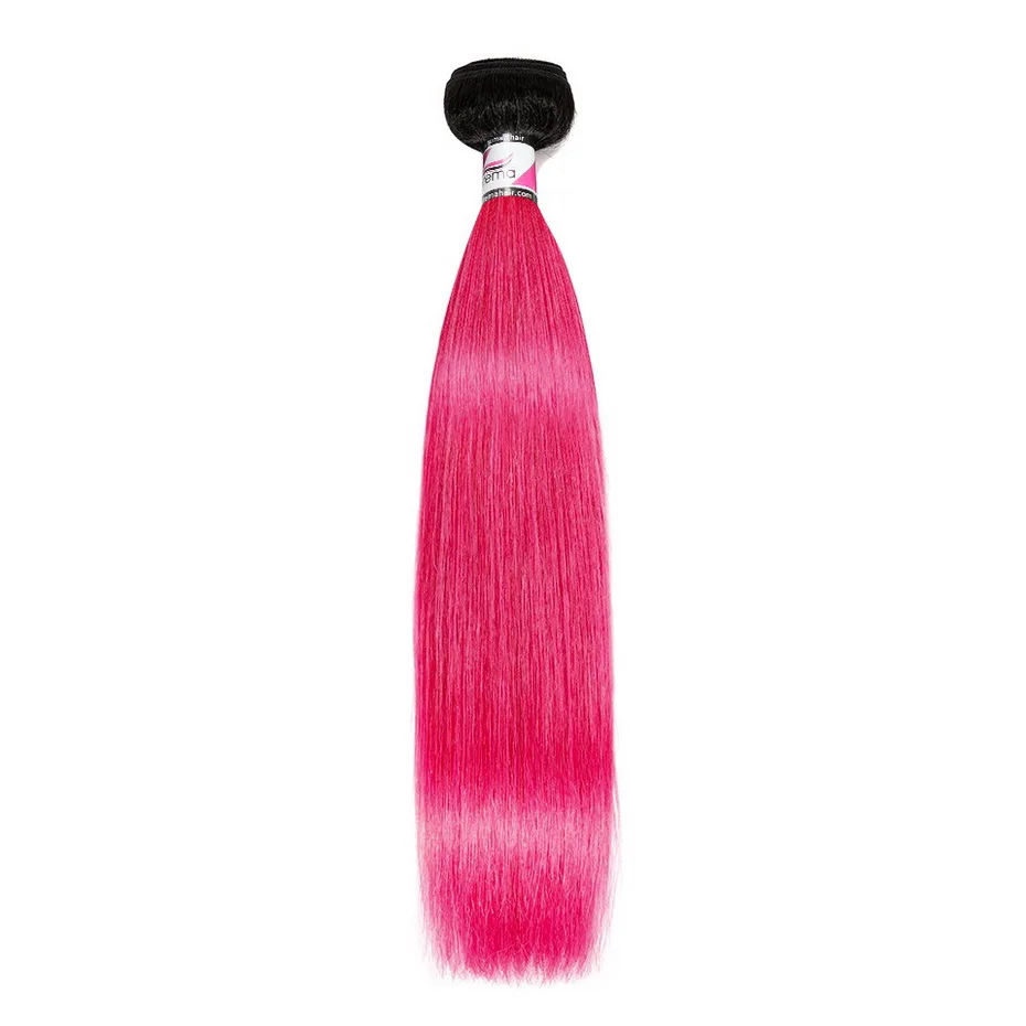 Stema, бразильские прямые волосы, плетение, цвет, пучок волос, черный корень, Омбре, желтый/оранжевый/розовый/красный/99J, человеческие волосы Remy для наращивания - Цвет: Градиационный цвет
