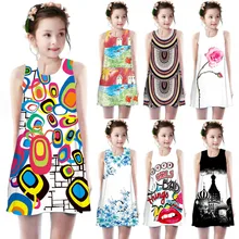 Летние платья без рукавов с 3D принтом для девочек-подростков; повседневная одежда; одежда принцессы modis для девочек 10 лет