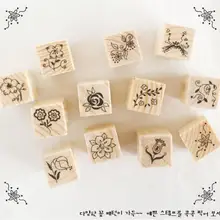 DIY милые Мультяшные кошки цветы девочки деревянные штампы для детей декор дневник в стиле Скрапбукинг Бумага Ремесло Украшение подарок 12 шт./партия