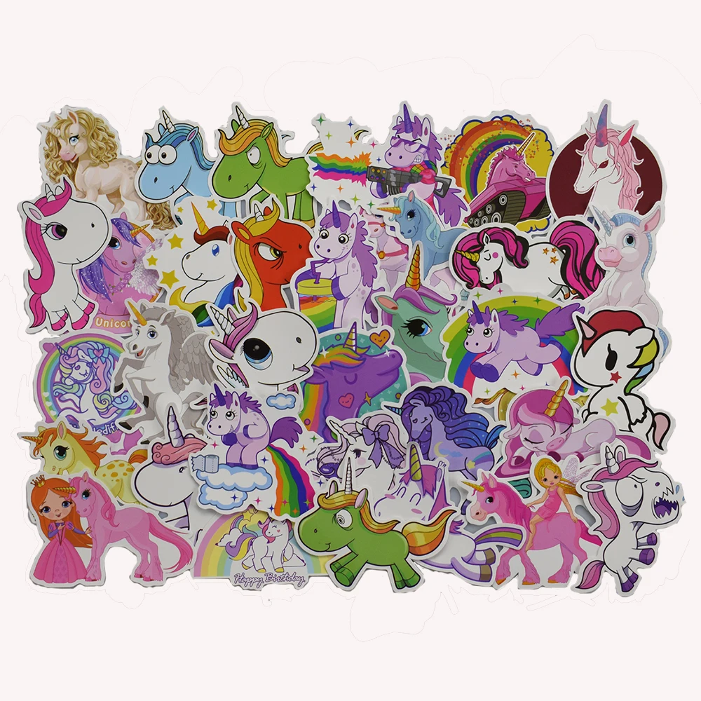 50 Pcs Colorful Cute Unicorn Stickers for Laptop Car Styling Phone