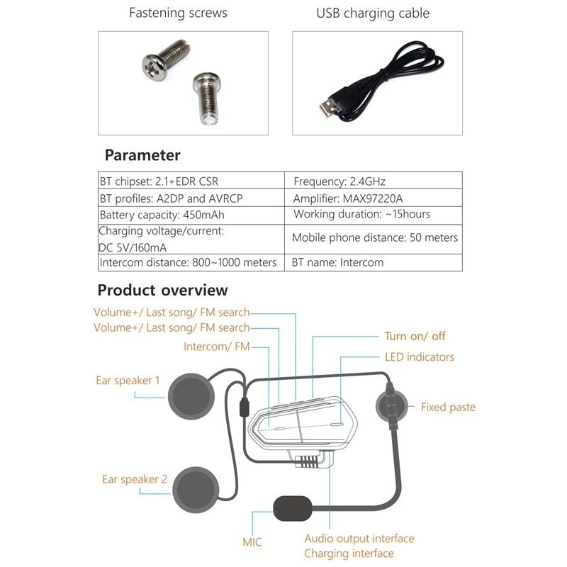 Мотоциклетный шлем Беспроводная Bluetooth Гарнитура Walkie Talkie Bt Mp3 динамик коммуникатор гарнитура с Fm