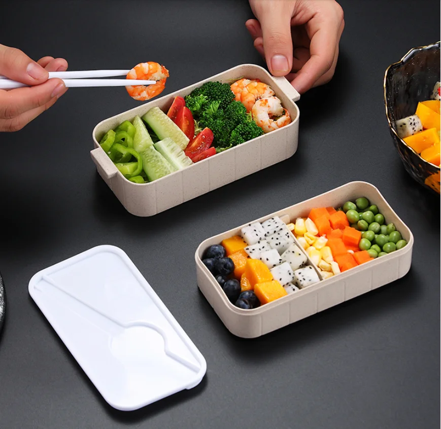 Японская коробка для обеды Bento детская Ланч бокс из пшеничной соломы герметичный