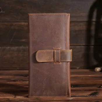 

2019 New unisex long clutch bag crazy horse leather men purse European and American style genuine leather wallets