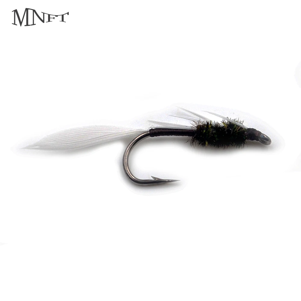 MNFT 6Pcs White Tailed Fly Insects NYmph Lure Trout Flies Fishing Fly Wet Dry Hook 6trout
