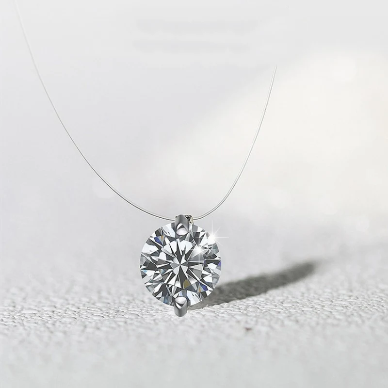 

Creative Transparent Fish Line Crystal Rhinestone Zircon Choker Necklace Women Jewelry Accessories Gift