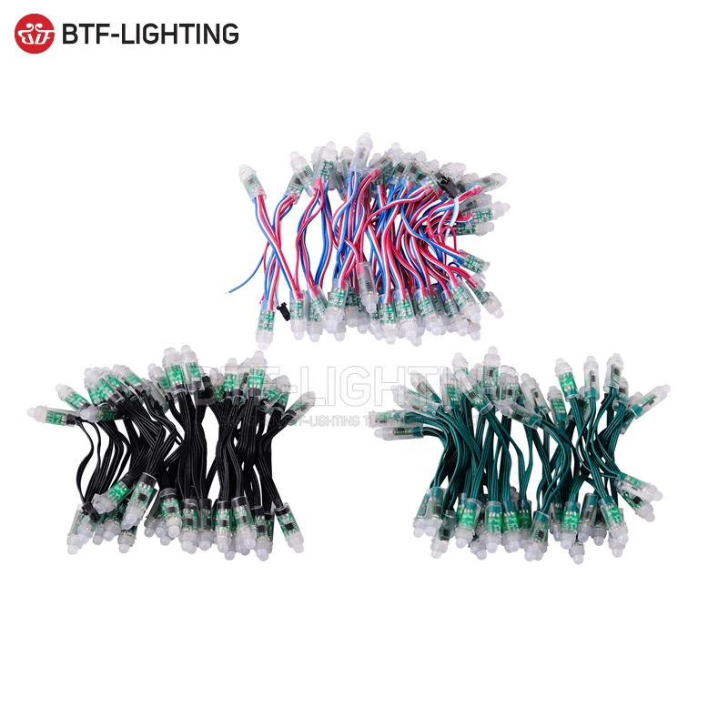 US $13.71 50pcs100pcs 12mm WS2811 IC RGB LED Pixels Module Light BlackGreenRWB Wire Cable IP68 DC5VDC12V HolidaysChrismas Festival
