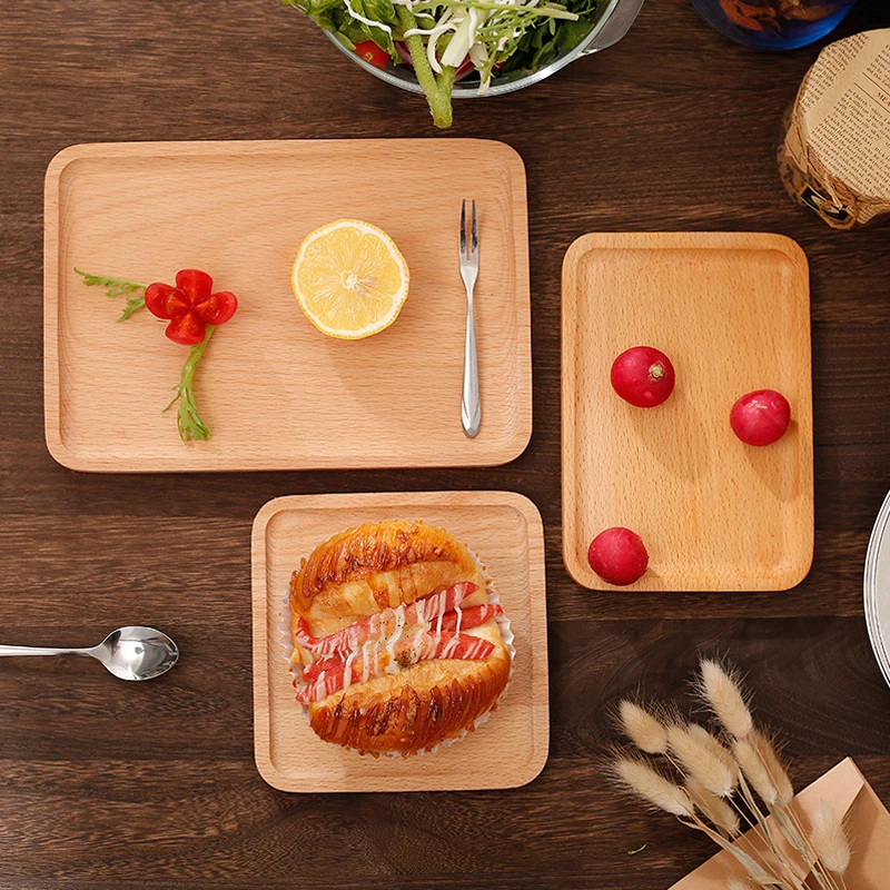 Round/square wooden cake tray kitchen baking dessert hotel delivery dining gadget | Дом и сад