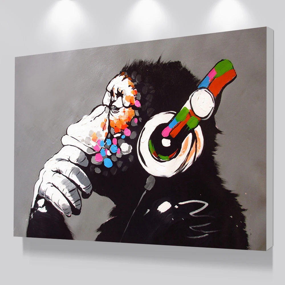 

Dropshipping Cheap Home Decor,Modern DJ Monkey Painting,Wall Art Pictures,Custom Canvas Poster Prints For Child Room Decor