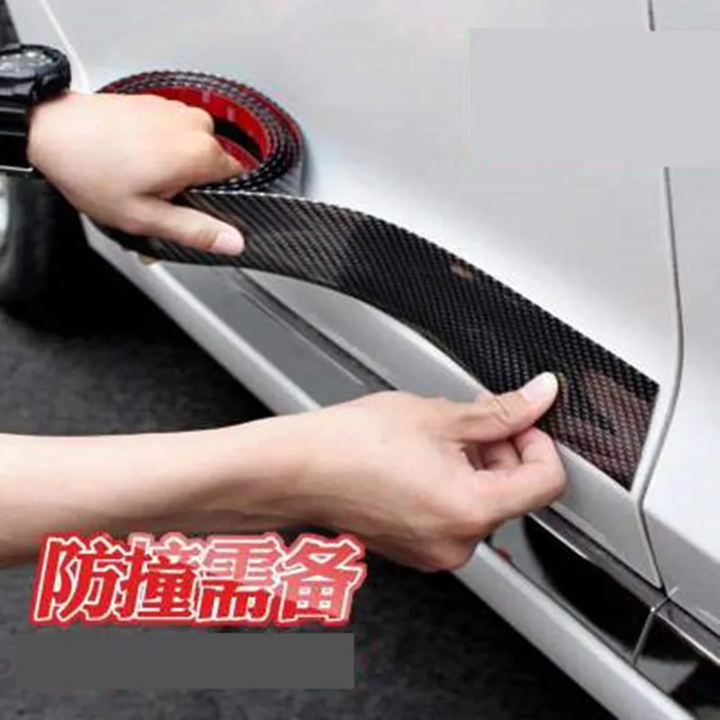 

1M Car Door Sill Protect Stripe Modified Pedal Decor Stickers Wheel Hub Carbon Fiber Bumper Car Body Styling Accessories