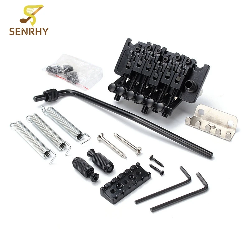 

Hot 1 Set Acoustic Guitar Double Locking Tremolo Bridge Black Locking Nut Lock For Guitar Parts & Accessories