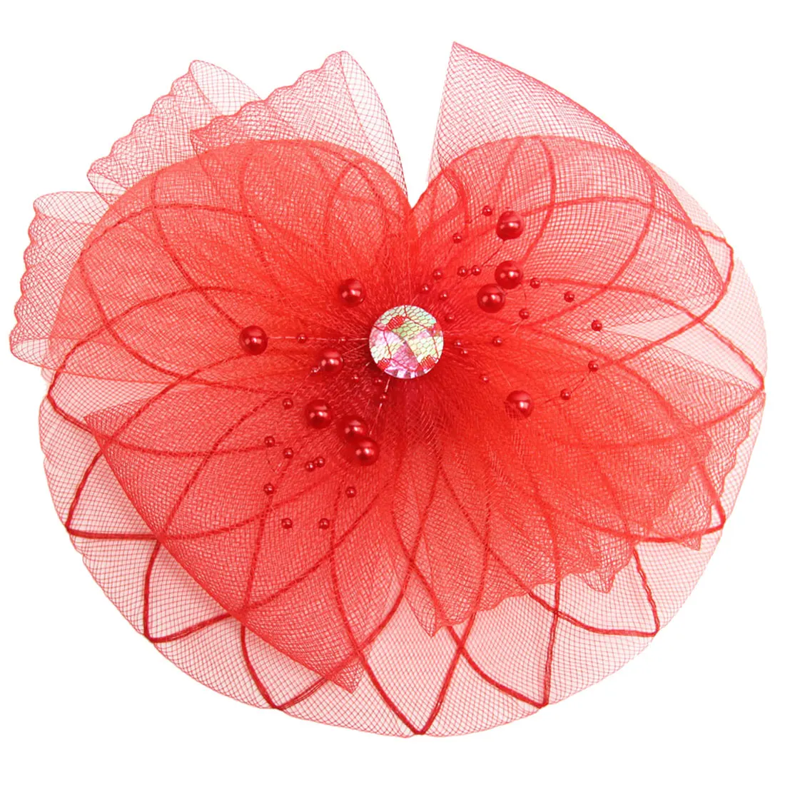 Свадебные вуалетки Клубная кепка для женщин Женские французские переливающиеся повязки на голову винтажные женские вечерние аксессуары для волос - Цвет: Красный